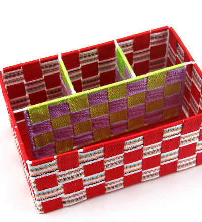 Four-compartment colorful woven storage basket